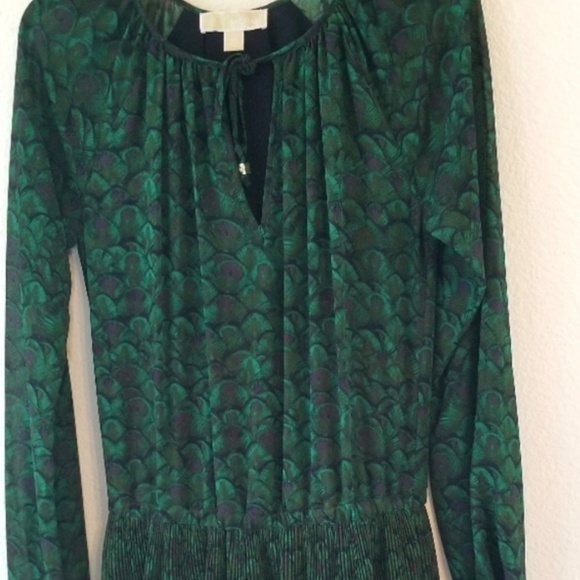 Michael Kors Printed Peacock Long Sleeve dress same print as Kate middleton - Picture 1 of 4